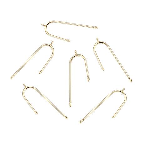 ARRICRAFT Brass Chandelier Components, Nickel Free, Hook, Real Gold Plated, 40.5x13x1.5mm, Hole: 1.5mm