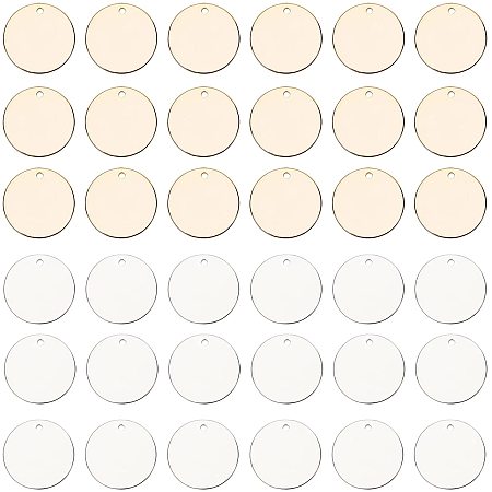 Pandahall Elite 40pcs 16mm Round Brass Pendant Blank Stamping Tag Long-Lasting Plated Pendants Charms for Earring Bracelet Necklace Jewelry DIY Craft Making, Golden/Silver