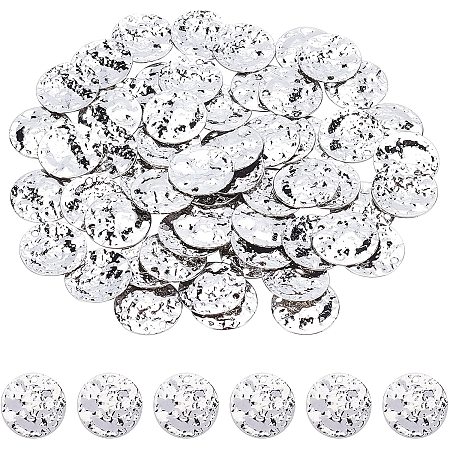 Pandahall Elite 60pcs 15mm Brass Flat Round Blank Stamping Tag Pendants Charms for Earring Bracelet Necklace Jewelry DIY Craft Making, Platinum