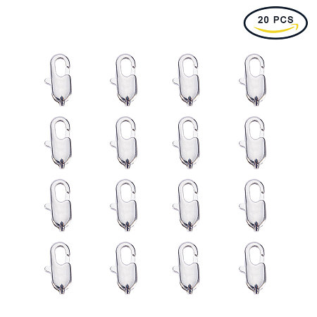PandaHall Elite Platinum Size 12x4.5mm Oval Brass Lobster Claw Clasps for Jewelry Making Findings Nickel Free, about 20pcs/bag