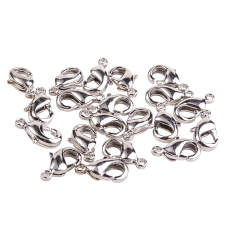 PandaHall Elite Platinum Size 10x5mm Brass Lobster Claw Clasps for Jewelry Making Findings Nickel Free, about 20pcs/bag