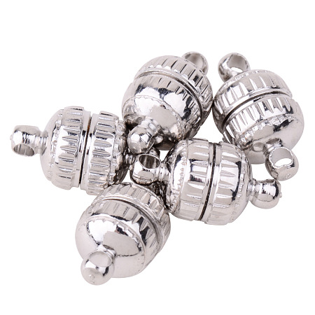 PandaHall Elite Platinum 13x8mm Round Brass Magic Magnetic Clasps for Jewelry Making Nickel Free