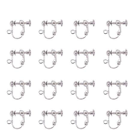ARRICRAFT 20pcs Platinum Brass Clip-on Earring Components for Non-pierced Ears 13.5x17x5mm