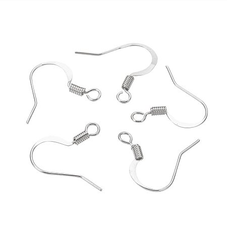 NBEADS 1000 Pcs Brass Earring Hooks, Nickel Free, Silver, 15mm, Hole: 2mm; Pin: 0.7mm