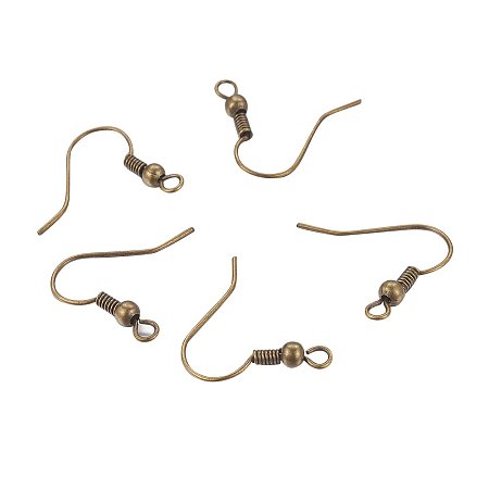 NBEADS 2000 Pcs Brass Earring Hooks, Antique Bronze, Nickel Free, 18x17x0.8mm, Hole: 2mm
