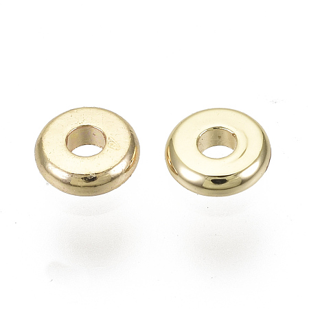 Honeyhandy Brass Spacer Beads, Nickel Free, Flat Round, Real 18K Gold Plated, 4x1mm, Hole: 1.2mm