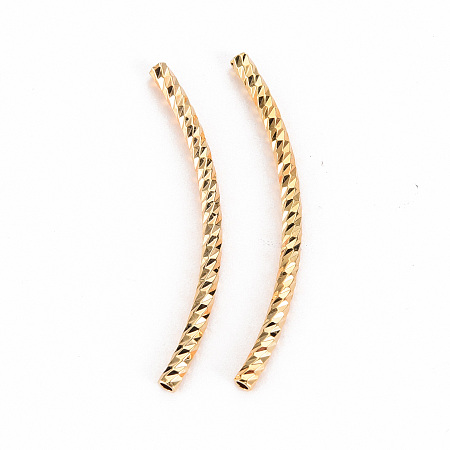 Honeyhandy Brass Tube Beads, Nickel Free, Real 18K Gold Plated, 35x2mm, Hole: 1.2mm