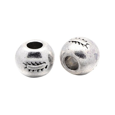NBEADS 1000 Pcs Tibetan Silver Beads, Lead Free & Nickel Free & Cadmium Free, Round, Antique Silver, about 7mm in diameter, hole: 3mm
