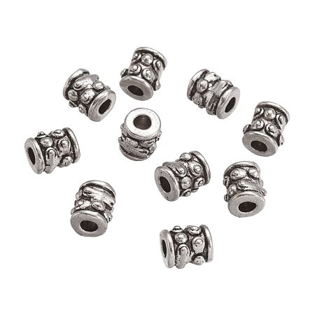 NBEADS 200pcs 6mm Antique Silver Color Tibetan Style Spacer Beads, European Column Charms Beads fit Bracelet Jewelry Making