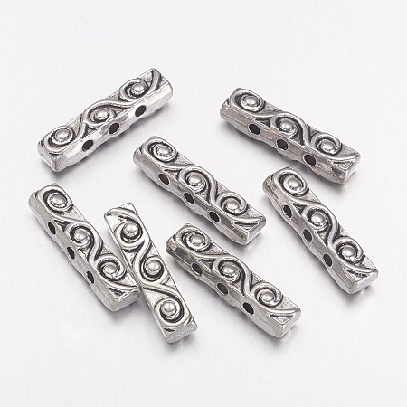 Honeyhandy Tibetan Style Bar Spacers, Lead Free and Cadmium Free & Nickel Free, Cuboid, Antique Silver Color, 18x4x5mm, Hole: 1.5mm