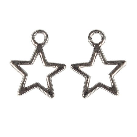 NBEADS 1500 Pcs Tibetan Silver Pendants, Lead Free, Cadmium Free and Nickel Free, Antique Silver Color, Star, about 14mm long, 10mm wide, 2mm thick, hole: 1.5mm