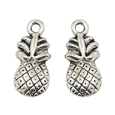 NBEADS 500 Pcs Tibetan Silver Pendant, Pineapple, Lead Free, Cadmium Free and Nickel Free, Antique Silver Color, about 19.5mm long, 9mm wide, 3mm thick, hole: 1.5mm
