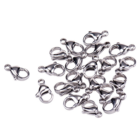 PandaHall Elite 20 Pcs 304 Stainless Steel Nickel Free Lobster Claw Clasps Size 13x8x4mm for Jewelry Making Findings