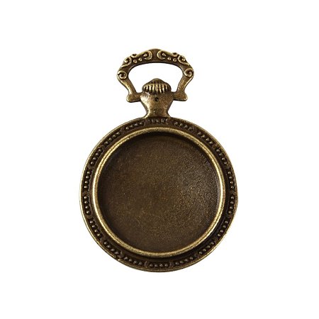 NBEADS 1000g Vintage Tibetan Style Alloy Double Sided Pendant Cabochon Bezel Settings, Nickel Free, Antique Bronze, Flat Round Tray: 20mm; 39x27x4mm, Hole: 9x4mm; about 142pcs/kg