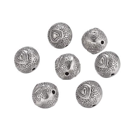 ARRICRAFT About 20pcs Tibetan Style Antique Silver Flat Round Beads Jewelry Findings Accessories for Bracelet Necklace Jewelry Making, 10x8mm, Hole: 1.5mm