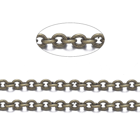 Honeyhandy Brass Cable Chains, with Spool, Oval, Cadmium Free & Nickel Free & Lead Free, Soldered, Long-Lasting Plated, Antique Bronze, 2x1.5x0.35mm, about 32.8 Feet(10m)/roll