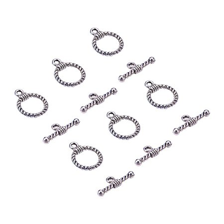ARRICRAFT 20 Sets 19mm Antique Silver Tibetan Style Alloy Ring Toggle Clasps