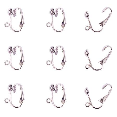 ARRICRAFT 10pcs Platinum Color Iron Clip-on Earring Components for Non-pierced Ears Size 15.5x13.5x7mm Nickel Free