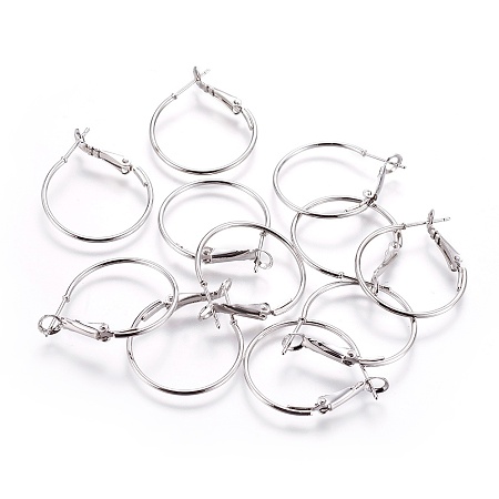 ARRICRAFT Brass Hoop Earrings, Nickel Free, Ring, Real Platinum Plated, 28~32x25x5.5mm, Pin: 0.7mm