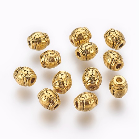 Honeyhandy Tibetan Style Alloy Beads, Antique Golden Color, Lead Free & Nickel Free & Cadmium Free, Drum, Size: about 6mm in diameter, 6mm thick, hole: 2mm