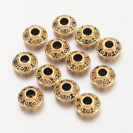 ARRICRAFT Tibetan Style Alloy Spacer Beads, Bicone, Antique Golden, Lead Free & Cadmium Free & Nickel Free, 6.5x3.5mm, Hole: 2mm