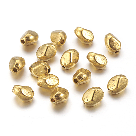 ARRICRAFT Tibetan Style Spacer Beads, Lead Free & Nickel Free & Cadmium Free, Oval, Antique Golden Color, about 7.5mm long, 6mm wide, 5mm thick, hole: 1mm