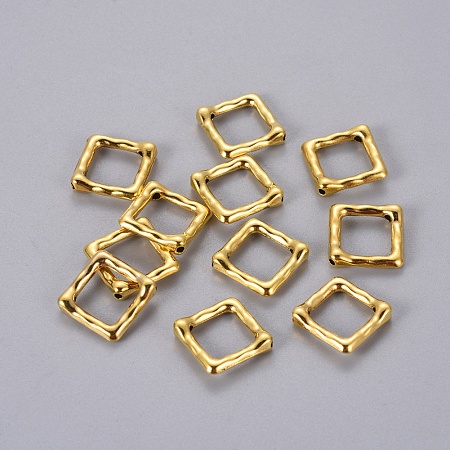 Honeyhandy Tibetan Silver Bead Frame, Square, Antique Golden Color, Nickel Free, Lead Free and Cadmium Free, Size: about 16mm long, 16mm wide, 2mm thick, hole: 1mm