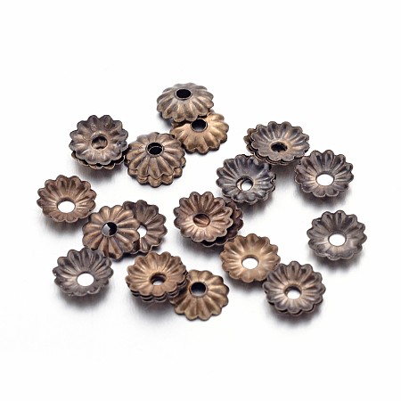 ARRICRAFT Antique Bronze Iron Flower Bead Caps, Nickel Free, 5x1.5mm, Hole: 1mm, about 330pcs/10g