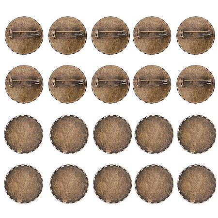 ARRICRAFT 10 Pcs Iron Brooch Clasps Pin Disk Base Pad Bezel Blank Cabochon Trays Backs Bar Diameter 25mm for Badge, Corsage, Name Tags and Jewelry Craft Making Antique Bronze