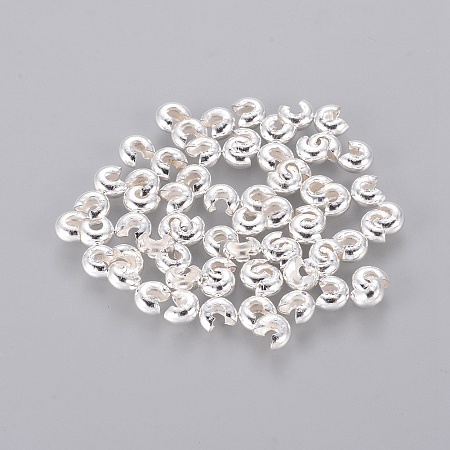 Honeyhandy Iron Crimp Beads Covers, Cadmium Free & Nickel Free & Lead Free, Silver Color Plated, 3mm In Diameter, Hole: 1.2~1.5mm