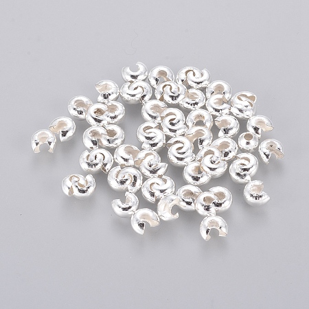 Honeyhandy Iron Crimp Beads Covers, Cadmium Free & Nickel Free & Lead Free, Silver Color Plated, 4mm In Diameter, Hole: 1.5~1.8mm