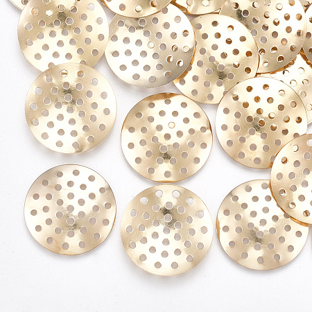 Honeyhandy Iron Finger Ring/Brooch Sieve Findings, Perforated Disc Settings, Nickel Free, Light Gold, 20x2mm, Hole: 1.2mm