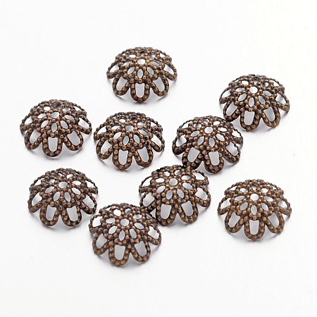 ARRICRAFT Antique Bronze Iron Flower Bead Caps, Nickel Free, 9x4mm, Hole: 1mm, about 100pcs/10g
