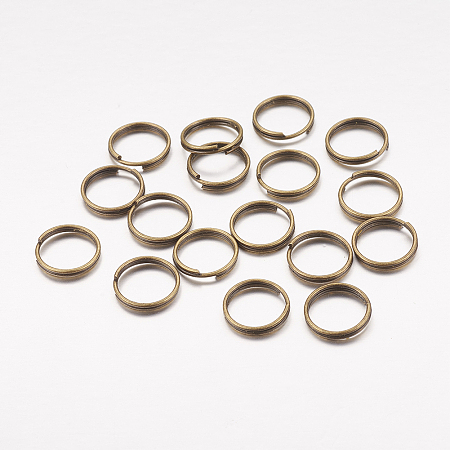 Honeyhandy Iron Split Rings, Double Loops Jump Rings, Cadmium Free & Nickel Free & Lead Free, Antique Bronze, 10x1.4mm, about 8.6mm inner diameter, about 416pcs/100g