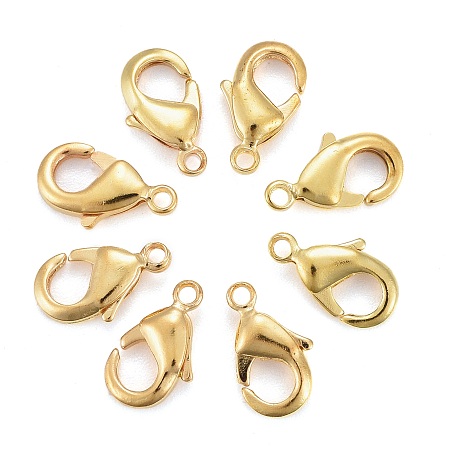 ARRICRAFT Brass Lobster Claw Clasps, Parrot Trigger Clasps, Nickel Free, Golden, about 10mm long, 5mm wide, 3mm thick, hole: 1mm
