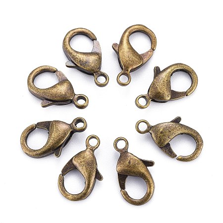 Honeyhandy Antique Bronze Brass Lobster Claw Clasps, Parrot Trigger Clasps, Nickel Free, 15x8x3mm, Hole: 2mm