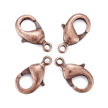 Honeyhandy Red Copper Brass Lobster Claw Clasps, Parrot Trigger Clasps, Nickel Free, 15x8x3mm, Hole: 2mm
