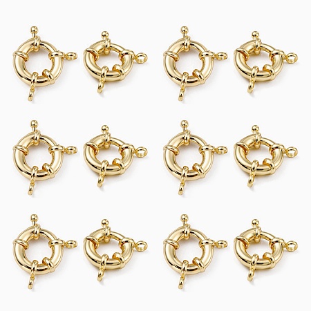 Honeyhandy Rack Plating Brass Spring Ring Clasps, Real 18K Gold Plated, 17x6mm, Hole: 4mm