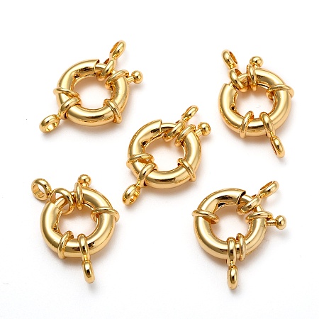 ARRICRAFT Rack Plating Brass Spring Clasps, Real 18K Gold Plated, 13x5mm, Hole: 3mm