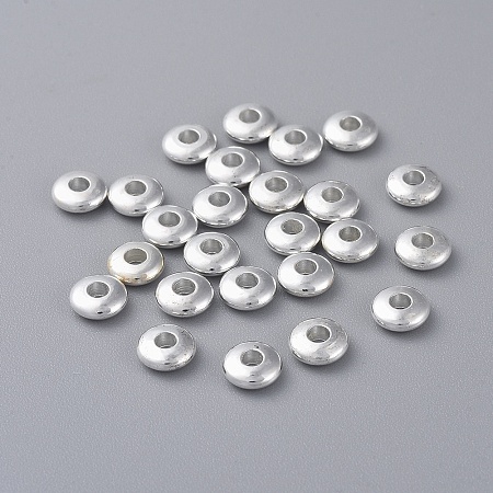 ARRICRAFT Brass Spacer Beads, Rondelle, Nickel Free, Silver Color Plated, 6x2mm, Hole: 2mm