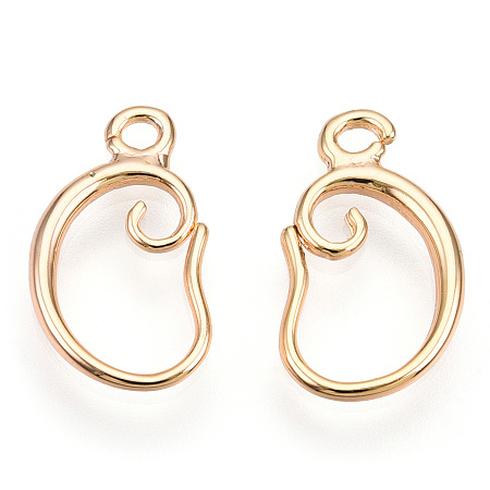 Honeyhandy Brass Earring Hooks, with Horizontal Loop, Nickel Free, Real 18K Gold Plated, 16.5x9.5x2mm, Hole: 1.5mm, Pin: 1mm