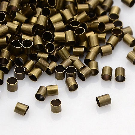 Honeyhandy Brass Crimp Beads, Tube, Cadmium Free & Nickel Free & Lead Free, Antique Bronze, 3x3mm, Hole: 2.5mm