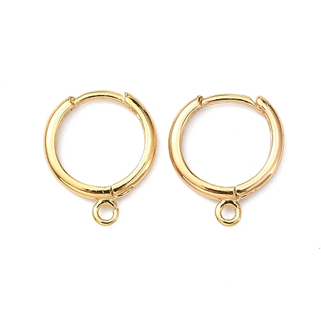 Honeyhandy Brass Hoop Earring Findings, Nickel Free, Real 18K Gold Plated, 17x14x2mm, Hole: 1.5mm, Pin: 1mm