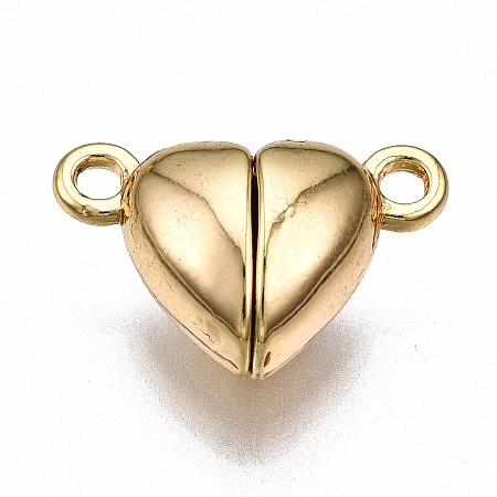 Honeyhandy Brass Magnetic Clasps, Nickel Free, Heart, Real 18K Gold Plated, 9.5x15x6mm, Hole: 1.5mm