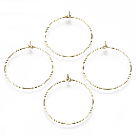 ARRICRAFT Brass Wine Glass Charms Rings, Hoop Earring Findings, DIY Material for Basketball Wives Hoop Earrings, Nickel Free, Real 18K Gold Plated, 35x30x0.7mm, 21 Gauge