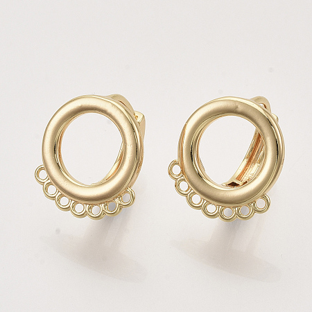 Hoop Earring Findings, with Loop, Ring, Nickel Free, Real 18K Gold Plated, 15.5x14x13.5mm, Hole: 1mm; pin: 1mm