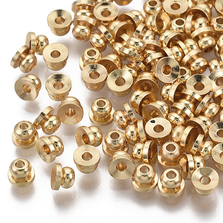 Honeyhandy Brass Spacer Beads, Nickel Free, Real 18K Gold Plated, 4x3mm, Hole: 1.2mm