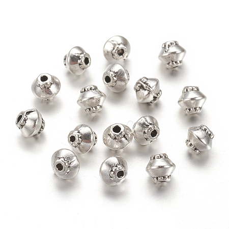ARRICRAFT Tibetan Style Spacer Beads, Metal Findings for Jewelry Making Supplies, Lead Free & Nickel Free & Cadmium Free, Bicone, Antique Silver, about 5mm in diameter, 4.5mm thick, hole: 1mm