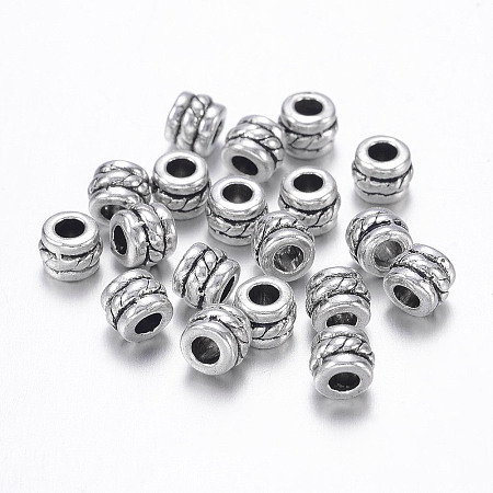 Honeyhandy Tibetan Style Alloy Spacer Beads, Column, Antique Silver, Lead Free & Cadmium Free & Nickel Free, 5x4mm, Hole: 2.2mm