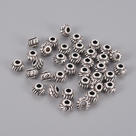 Honeyhandy Tibetan Style Spacer Beads, Lead Free & Cadmium Free & Nickel Free, Rondelle, Antique Silver, about 6mm in diameter, 4.5mm thick, hole: 2mm